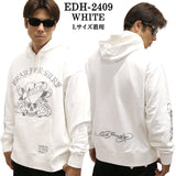 Ed Hardy エドハーディー 刺繍プリント 裏毛 ピグメント BIGシルエット プルパーカー edh-2409