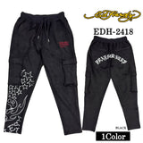 Ed Hardy エドハーディー 刺繍プリント 起毛 プレーティング パンツ メンズ edh-2418