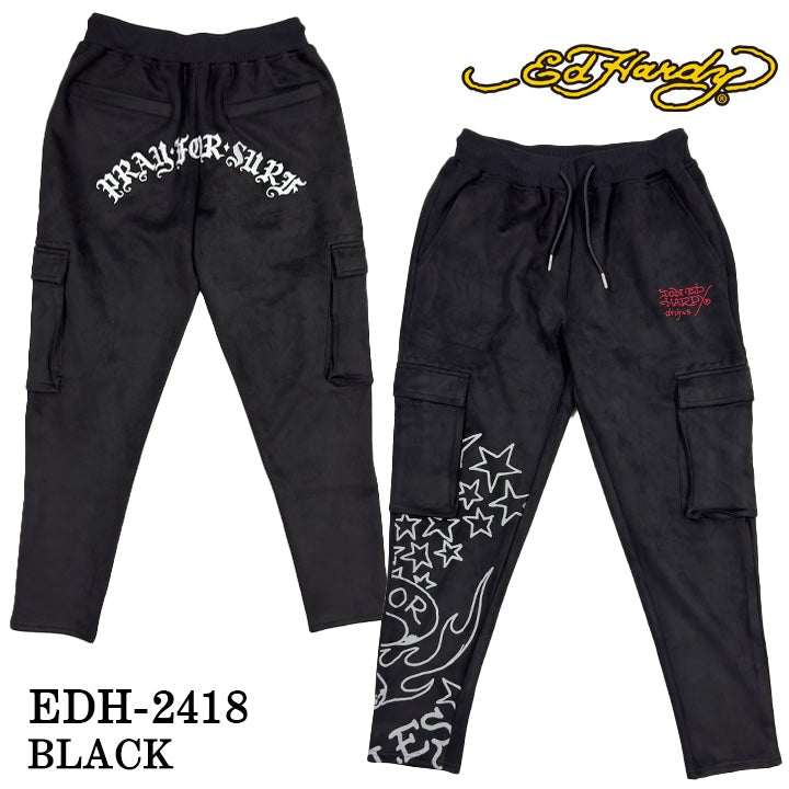 Ed Hardy エドハーディー ゲイシャ ジョーツ メンズ 刺繍 Ed Hardy エドハーディー 刺繍プリント 起毛 プレーティング