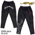 Ed Hardy エドハーディー 刺繍プリント 起毛 プレーティング パンツ メンズ edh-2418
