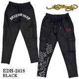 Ed Hardy エドハーディー 刺繍プリント 起毛 プレーティング パンツ メンズ edh-2418