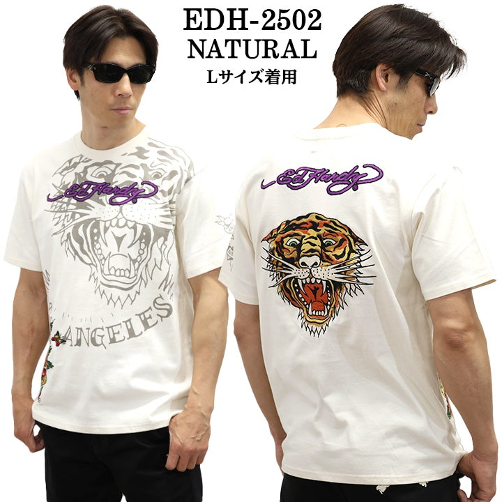 Ed Hardy エドハーディー 刺繍プリント 天竺 半袖Tシャツ メンズ ロンTEE edh-2502