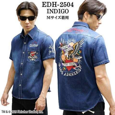 Ed Hardy エドハーディー 刺繍プリント 天竺 半袖シャツ メンズ ロンTEE edh-2504