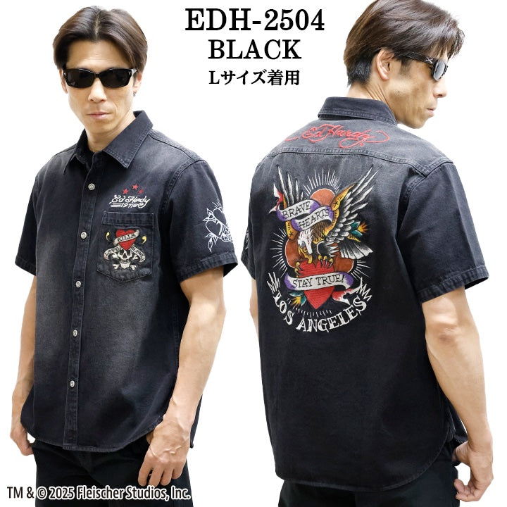 Ed Hardy エドハーディー 刺繍プリント 天竺 半袖シャツ メンズ ロンTEE edh-2504