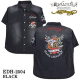 Ed Hardy エドハーディー 刺繍プリント 天竺 半袖シャツ メンズ ロンTEE edh-2504