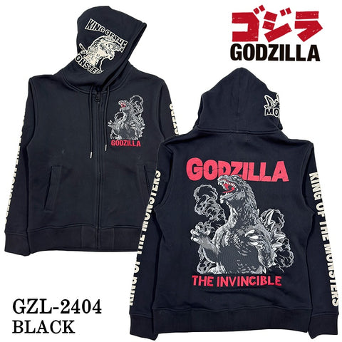 GODZILLA ゴジラ 刺繍プリント 裏毛F/Zパーカー メンズ gzl-2404