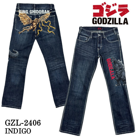 GODZILLA ゴジラ 刺繍 デニムパンツ gzl-2406