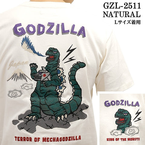 GODZILLA TEE S/S T-SHIRT ゴジラ 刺繍 天竺 半袖 Tee Tシャツ gzl-2511