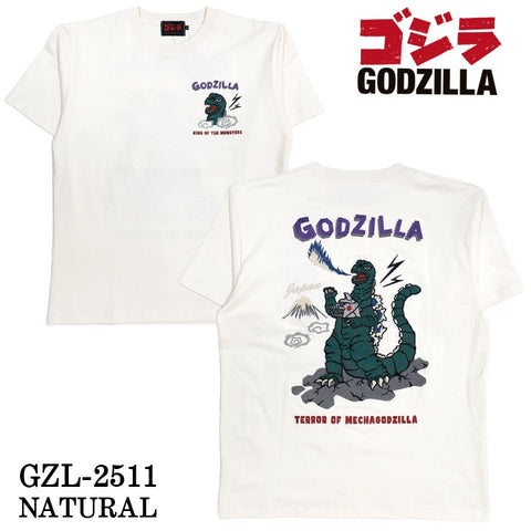 GODZILLA TEE S/S T-SHIRT ゴジラ 刺繍 天竺 半袖 Tee Tシャツ gzl-2511