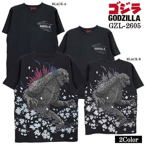 GODZILLA S/S TEE T-SHIRT ゴジラ 刺繍 天竺 半袖 Tシャツ gzl-2605