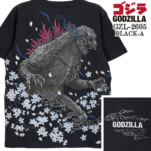 GODZILLA S/S TEE T-SHIRT ゴジラ 刺繍 天竺 半袖 Tシャツ gzl-2605