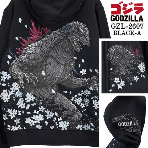 GODZILLA F/Z SWEAT HOODIE PARKA ゴジラ 刺繍 裏毛 ZIP フーディ パーカー gzl-2607