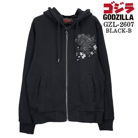 GODZILLA F/Z SWEAT HOODIE PARKA ゴジラ 刺繍 裏毛 ZIP フーディ パーカー gzl-2607