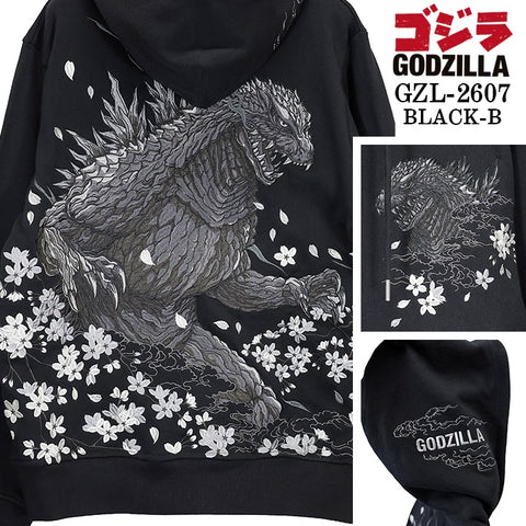 GODZILLA F/Z SWEAT HOODIE PARKA ゴジラ 刺繍 裏毛 ZIP フーディ パーカー gzl-2607