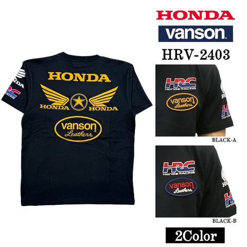 HONDA VANSON ホンダ バンソン コラボ 天竺 半袖 Tシャツ hrv-2403