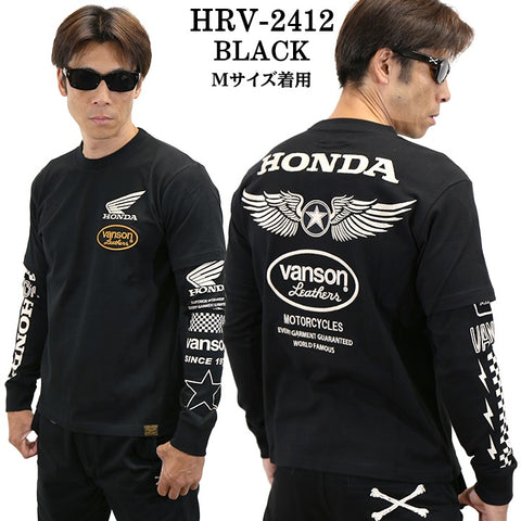 HONDA VANSON ホンダ バンソン コラボ 天竺 フェイクロンTEE 長袖 Tシャツ hrv-2412