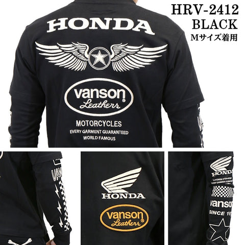 HONDA VANSON ホンダ バンソン コラボ 天竺 フェイクロンTEE 長袖 Tシャツ hrv-2412