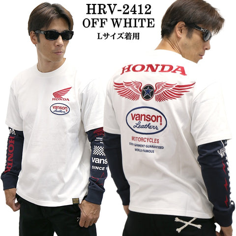 HONDA VANSON ホンダ バンソン コラボ 天竺 フェイクロンTEE 長袖 Tシャツ hrv-2412