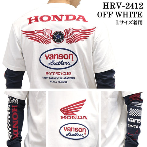 HONDA VANSON ホンダ バンソン コラボ 天竺 フェイクロンTEE 長袖 Tシャツ hrv-2412