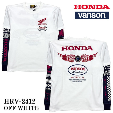 HONDA VANSON ホンダ バンソン コラボ 天竺 フェイクロンTEE 長袖 Tシャツ hrv-2412