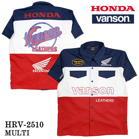 HONDA VANSON ホンダ バンソン コラボ 半袖 ツイルシャツ hrv-2510