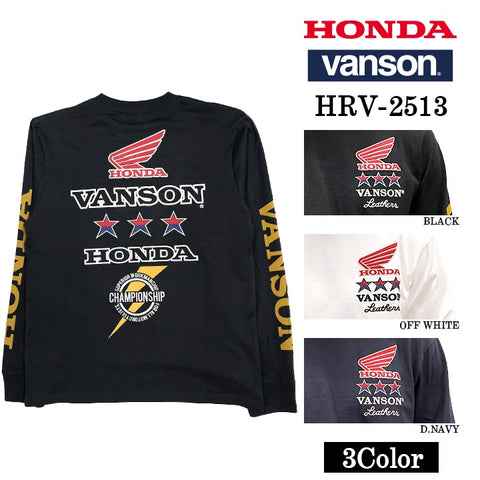 HONDA VANSON TEE L/S T-SHIRT ホンダ バンソン コラボ 天竺 ロンTEE 長袖 Tシャツ hrv-2513