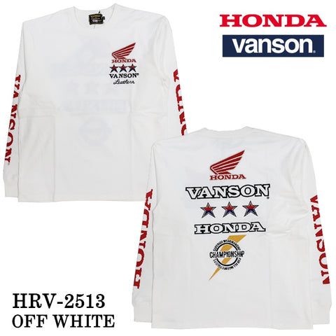 HONDA VANSON TEE L/S T-SHIRT ホンダ バンソン コラボ 天竺 ロンTEE 長袖 Tシャツ hrv-2513