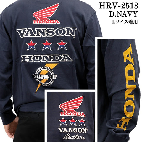 HONDA VANSON TEE L/S T-SHIRT ホンダ バンソン コラボ 天竺 ロンTEE 長袖 Tシャツ hrv-2513