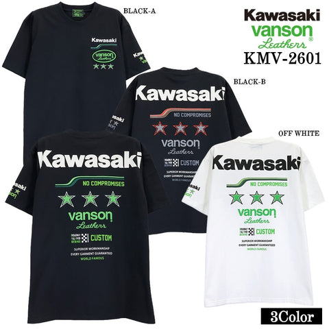KAWASAKI VANSON TEE S/S T-SHIRT カワサキ バンソン コラボ 天竺 半袖 Tシャツ kmv-2601