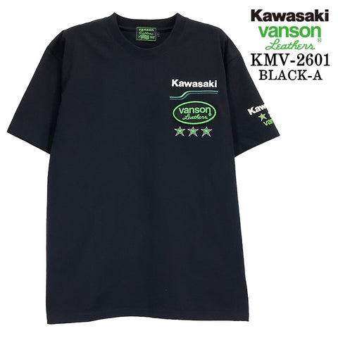 KAWASAKI VANSON TEE S/S T-SHIRT カワサキ バンソン コラボ 天竺 半袖 Tシャツ kmv-2601