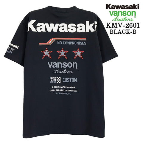 KAWASAKI VANSON TEE S/S T-SHIRT カワサキ バンソン コラボ 天竺 半袖 Tシャツ kmv-2601