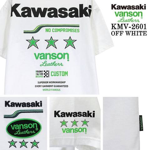 KAWASAKI VANSON TEE S/S T-SHIRT カワサキ バンソン コラボ 天竺 半袖 Tシャツ kmv-2601
