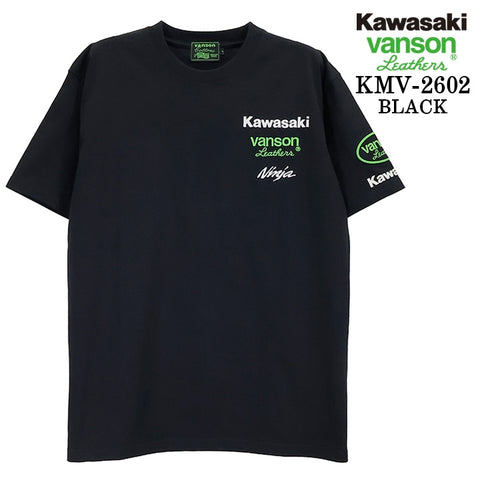 KAWASAKI VANSON TEE S/S T-SHIRT カワサキ バンソン コラボ 天竺 半袖 Tシャツ kmv-2602