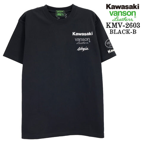 KAWASAKI VANSON TEE S/S T-SHIRT カワサキ バンソン コラボ 天竺 半袖 Tシャツ kmv-2603