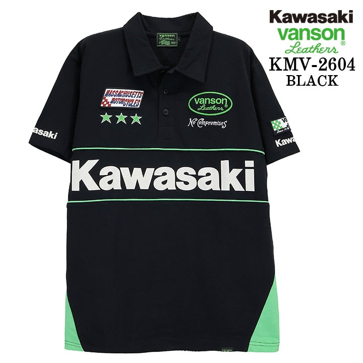 KAWASAKI VANSON TEE S/S POLO SHIRT カワサキ バンソン コラボ 天竺