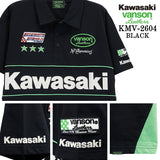 KAWASAKI VANSON TEE S/S POLO SHIRT カワサキ バンソン コラボ 天竺 半袖 ポロシャツ kmv-2604
