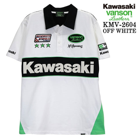 KAWASAKI VANSON TEE S/S POLO SHIRT カワサキ バンソン コラボ 天竺 半袖 ポロシャツ kmv-2604
