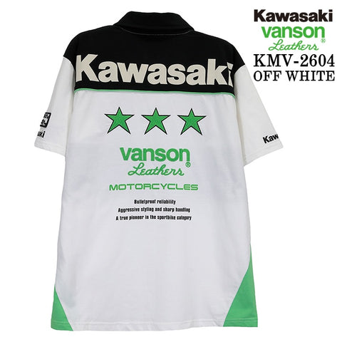 KAWASAKI VANSON TEE S/S POLO SHIRT カワサキ バンソン コラボ 天竺 半袖 ポロシャツ kmv-2604