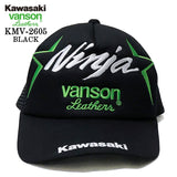 KAWASAKI VANSON TWILL MESH CAP カワサキ バンソン コラボ ツイル メッシュ キャップ 帽子 kmv-2605