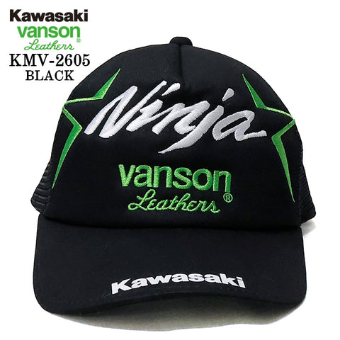 KAWASAKI VANSON TWILL MESH CAP カワサキ バンソン コラボ ツイル メッシュ キャップ 帽子 kmv-2605