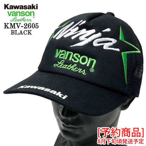 [予約商品] KAWASAKI VANSON TWILL MESH CAP カワサキ バンソン コラボ ツイル メッシュ キャップ 帽子 kmv-2605