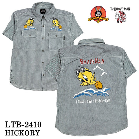 THE BRAVEMAN×LOONEY TUNES ルーニーチューンズ コラボ シャンブレー 半袖シャツ ltb-2410