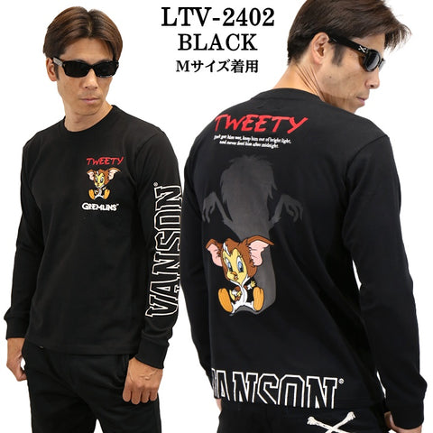 VANSON×LOONEY×GREMLINS Warner BROS.ワーナー100周年記念 バンソン ルーニー グレムリン コラボTEE 天竺 長袖Tシャツ ltv-2402