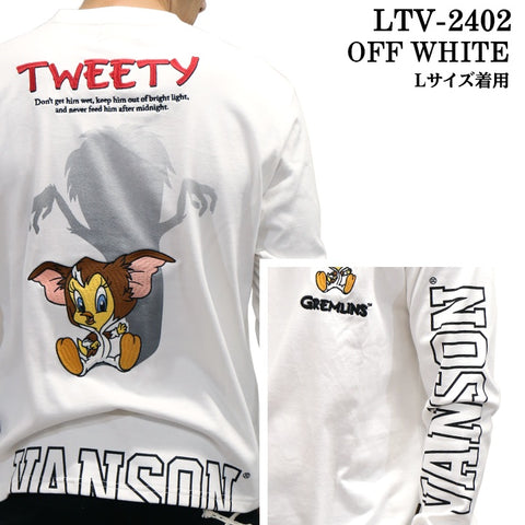 VANSON×LOONEY×GREMLINS Warner BROS.ワーナー100周年記念 バンソン ルーニー グレムリン コラボTEE 天竺 長袖Tシャツ ltv-2402