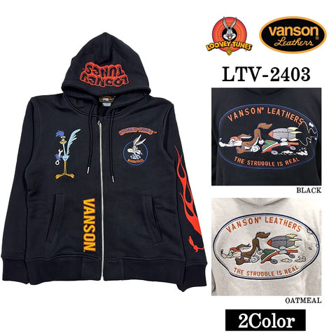 VANSON×LOONEY TUNES バンソン ルーニー コラボ 裏毛 F/Zパーカー ltv-2403