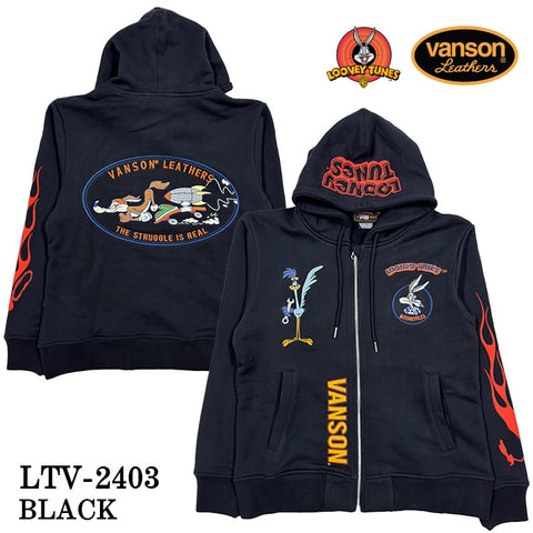 VANSON×LOONEY TUNES バンソン ルーニー コラボ 裏毛 F/Zパーカー ltv-2403