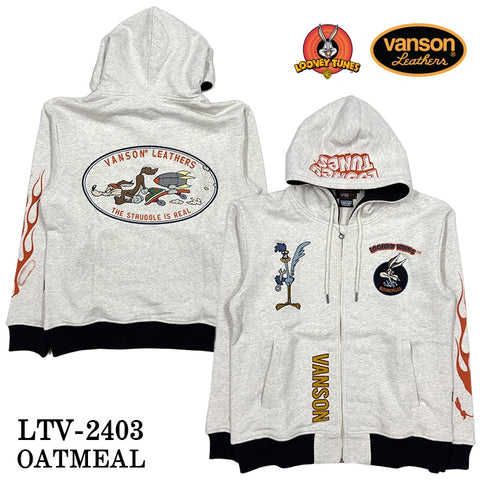 VANSON×LOONEY TUNES バンソン ルーニー コラボ 裏毛 F/Zパーカー ltv-2403