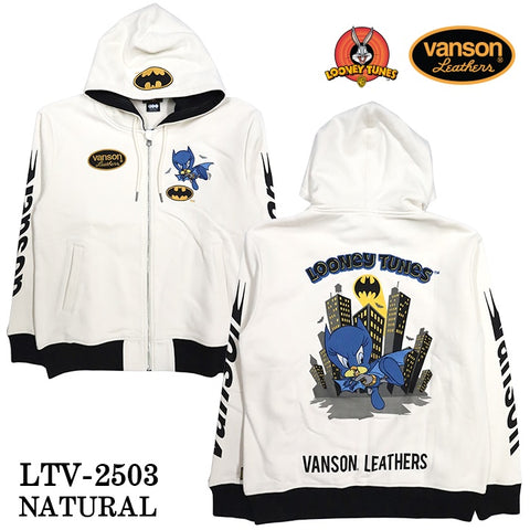 VANSON×LOONEY TUNES Warner BROS.ワーナー100周年記念 バンソン ルーニー コラボ 裏毛 フルZIP パーカー ltv-2503