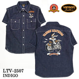 VANSON×LOONEY TUNES バンソン ルーニーチューンズ コラボ ネップ デニム 半袖シャツ ltv-2507