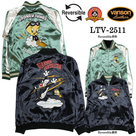 VANSON×LOONEY TUNES Warner BROS REVERSIBLE SOUVENIR JACKET SK バンソン ルーニー ワーナー コラボ 刺繍 スカジャン ltv-2511
